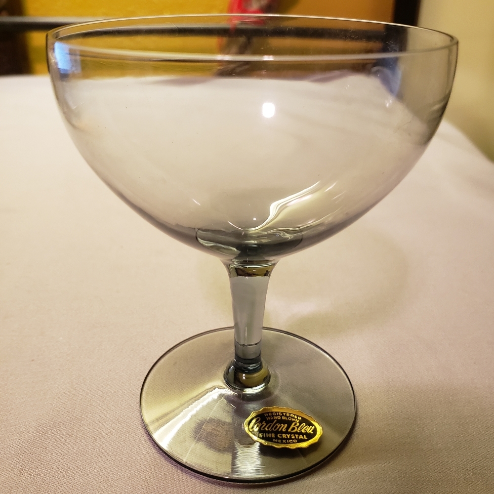 Vtg Smoky Cordon Bleu Crystal Sherbet/Wine Glass